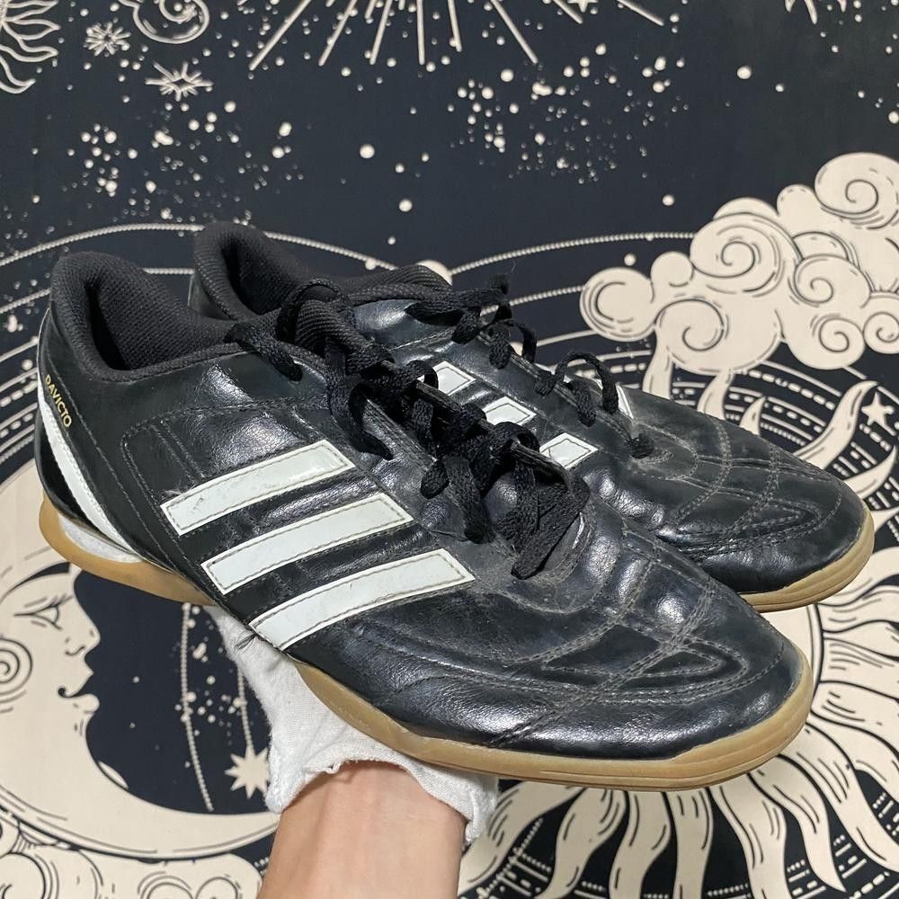 Adidas Davicto IV V22579 Athletic Sneaker Men's 9.5 Black Leather Sports Soccer